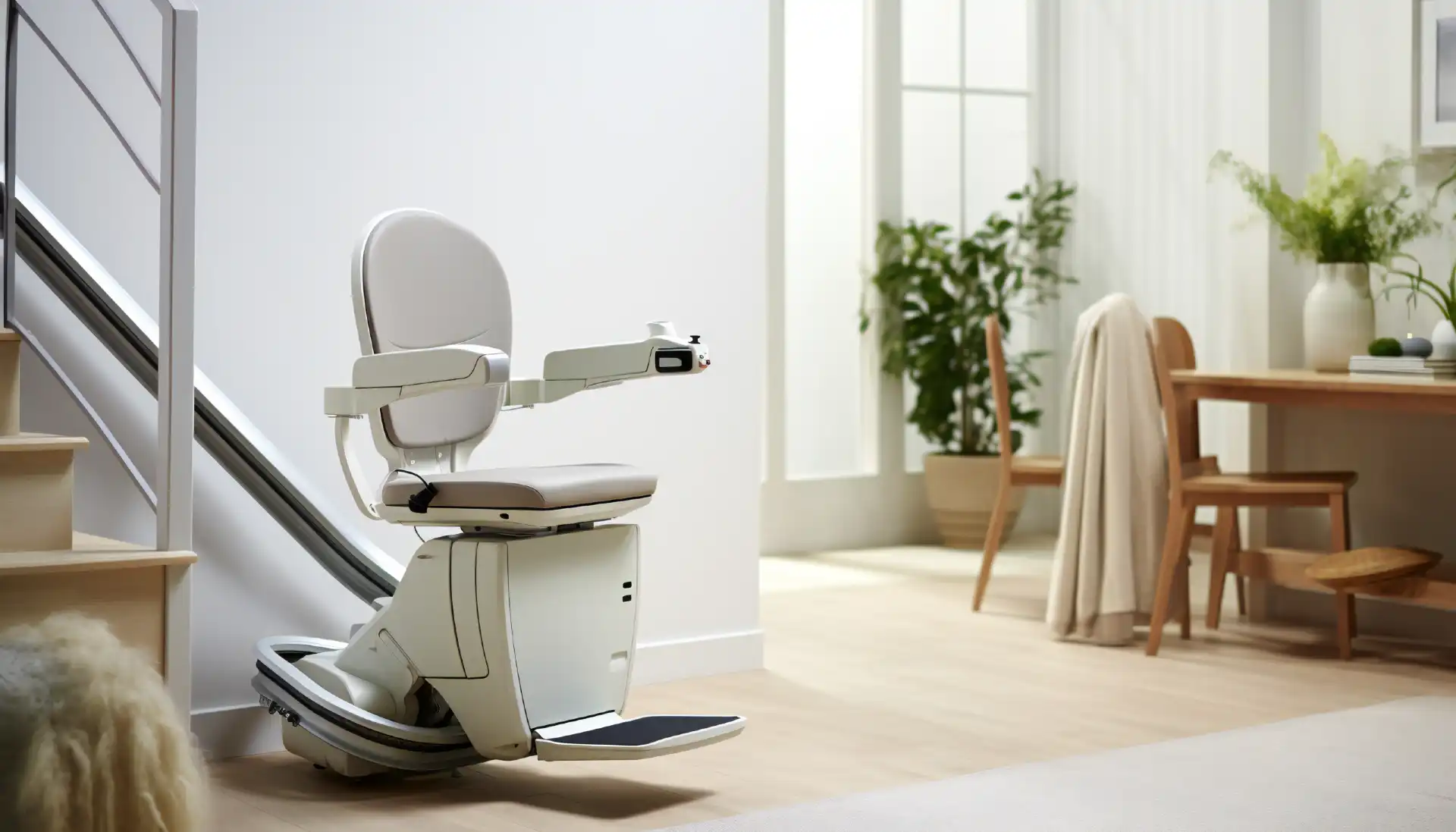 Treppenlift an einer Treppe im Innenbereich